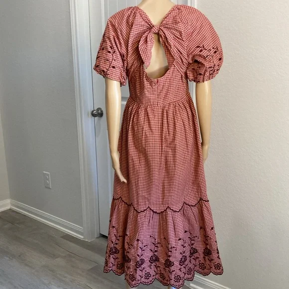 Madewell Embroidered Bubble-Sleeve Midi Dress Size 4 - Picture 5 of 17